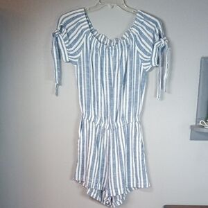 H&M Women's Striped Blue and White Romper Size 4